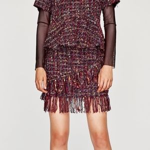 Zara Tweed Purple Mini Skirt - NWT